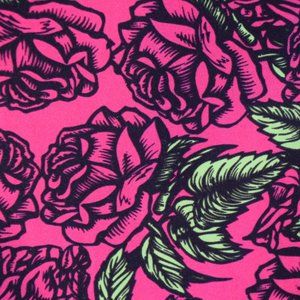 Long Hot Pink Floral Stretch Skirt